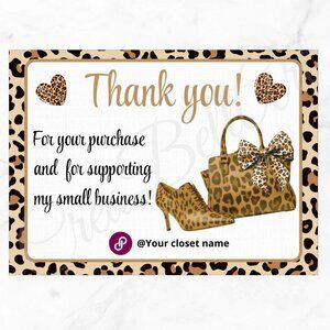 100 Pack Animal print Thank you Cards | handmade | 4" x 3"
